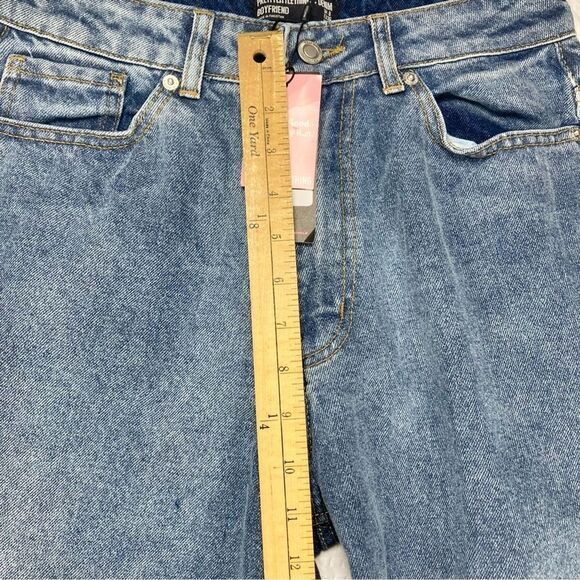 Pretty Little Thing Jeans Women 4 Blue Distress Boyfriend Straight Leg Denim NEW - Picture 11 of 16